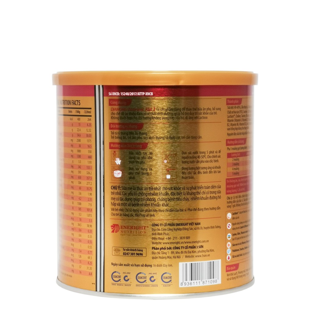 Sữa bột DIAMOND Nutrient Kid 1,2 700g