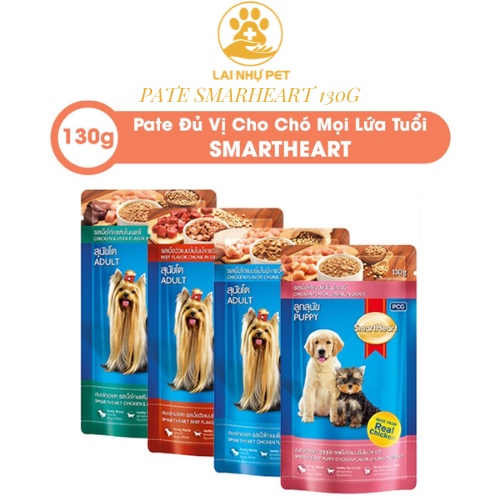 Pate smartheart dành cho chó con và chó trưởng thành 130g - thức ăn pate cho chó LAI NHỰ PET