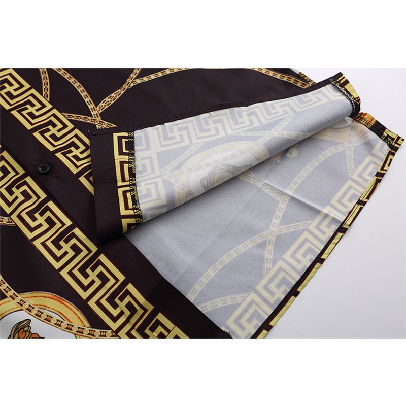 Versace Áo Sơ Mi In Họa Tiết Kỹ Thuật Số Thoải Mái Chất Lượng Cao Thời Trang retro