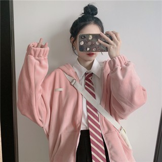 Áo khoác hoodie màu đào vải lông mịn - ảnh thật ở cuối