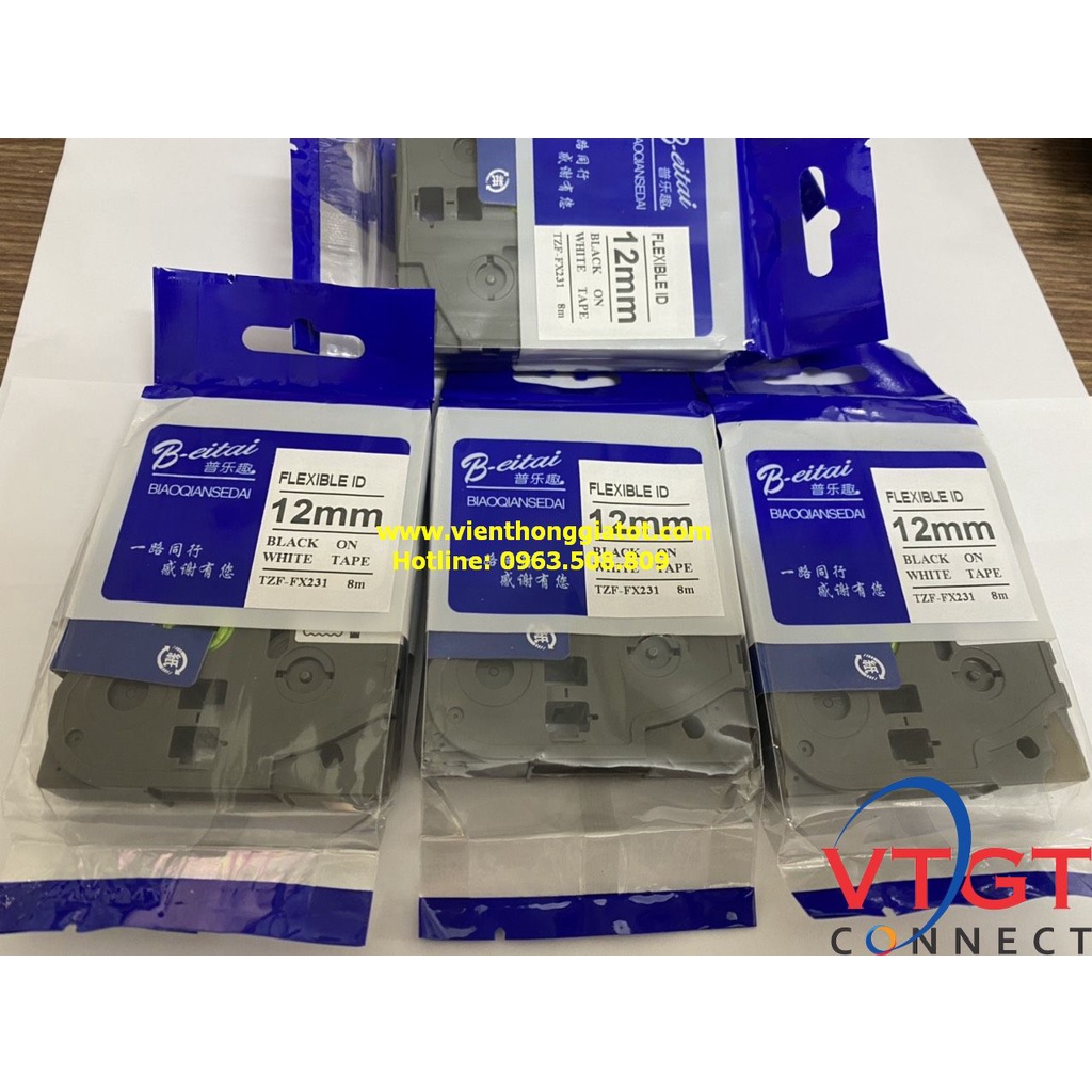Cuộn nhãn in Brother TZE-231 12mm dùng cho máy in Brother P-Touch