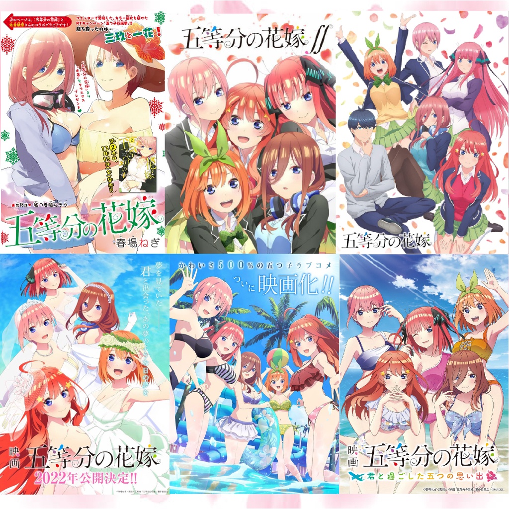 Poster  Anime Manga Nhà Có 5 Nàng Dâu Gotoubun no Hanayome  GIẤY DECAL Tranh Dán Tường Anime Nhà Có 5 Nàng Dâu PT01