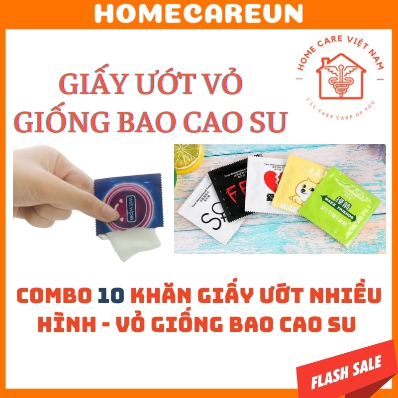Combo 10 Khăn Giấy Ướt Gói Vuông Kiểu BCS (mẫu ngẫu nhiên)