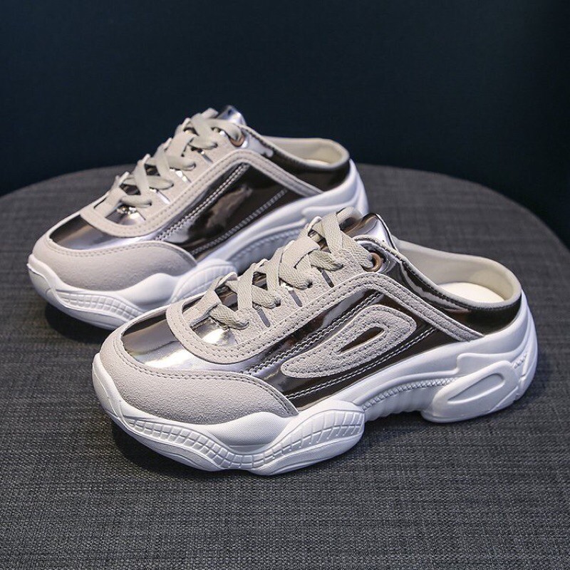 Giày sục nữ Ulzzang đế khủng da bóng hàng Quảng Châu cao cấp