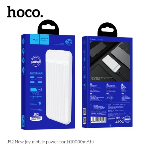 CHÍNH HÃNG Sạc Dự Phòng Hoco J52 Bản Nâng Cấp ✔10000mAh - 20000mAh ✔Siêu Mỏng ✔️ Sạc 2 Thiết Bị Cùng Lúc