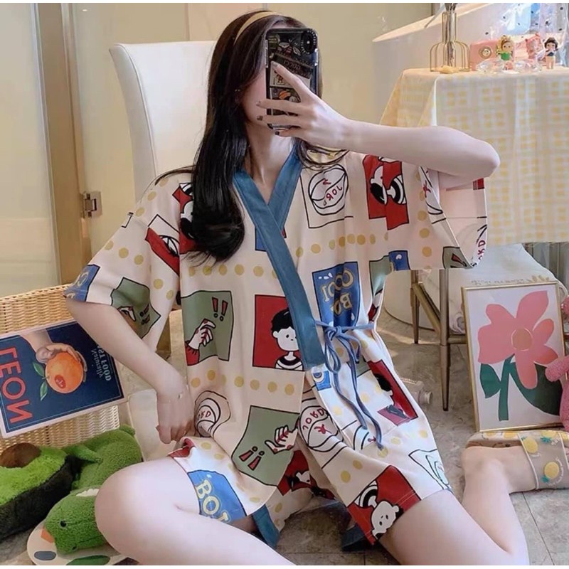 set đồ ngủ pijama yukata phong cách Nhật bản