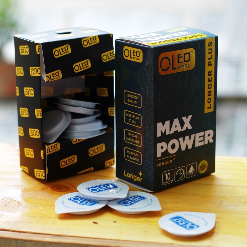 [Che tên sp] Bao Cao Su gân Gai Bi Kéo Dài Thời Gian – Delay Benzocaine 7%  OLeo Max Power 10 Cái Cao Cấp 10 Cái