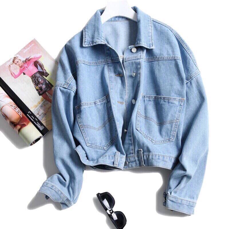 ÁO KHOÁC JEAN NỮ PHỐI CÚC SAU LƯNG THỜI TRANG XANH JEAN 079