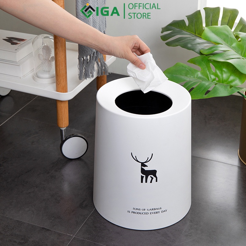 Thùng rác nhựa IGA dung tích 8L phong cách bắc âu GN31