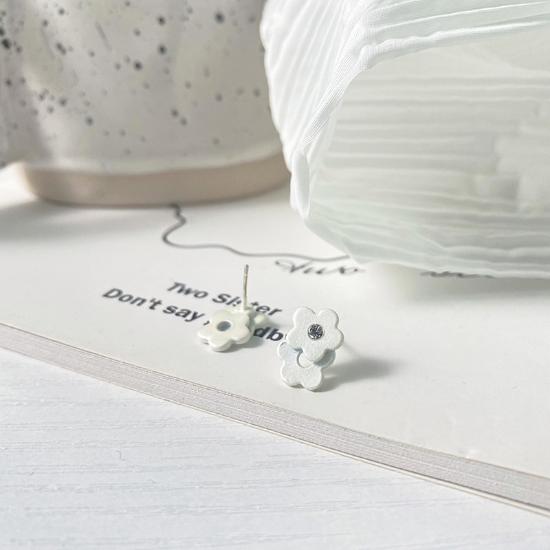 Bông Tai Mạ Bạc 925 Hình Hoa Nhỏ Hai Lớp Đơn Giản Dễ Thương Cho Nữ F914