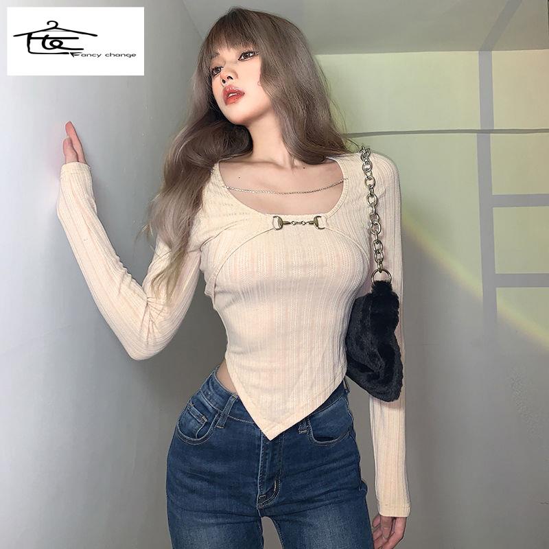 Áo Thun Tay Dài Giả Hai Lớp Màu Sắc Ngọt Ngào Thời Trang Xuân Hè Cho Nữ