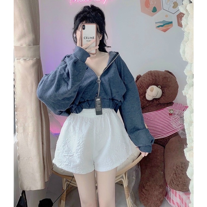Áo Khoác Nỉ Cánh Dơi, tay phồng Form Croptop - Phong Cách ullzang - Hình Thật | BigBuy360 - bigbuy360.vn