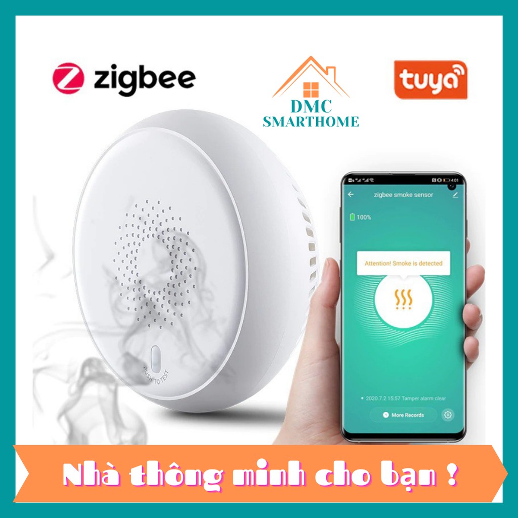 Cảm Biến Báo Khói Cảnh Báo Hỏa Hoạn Zigbee Tuya 2021 - dùng pin độc lập.