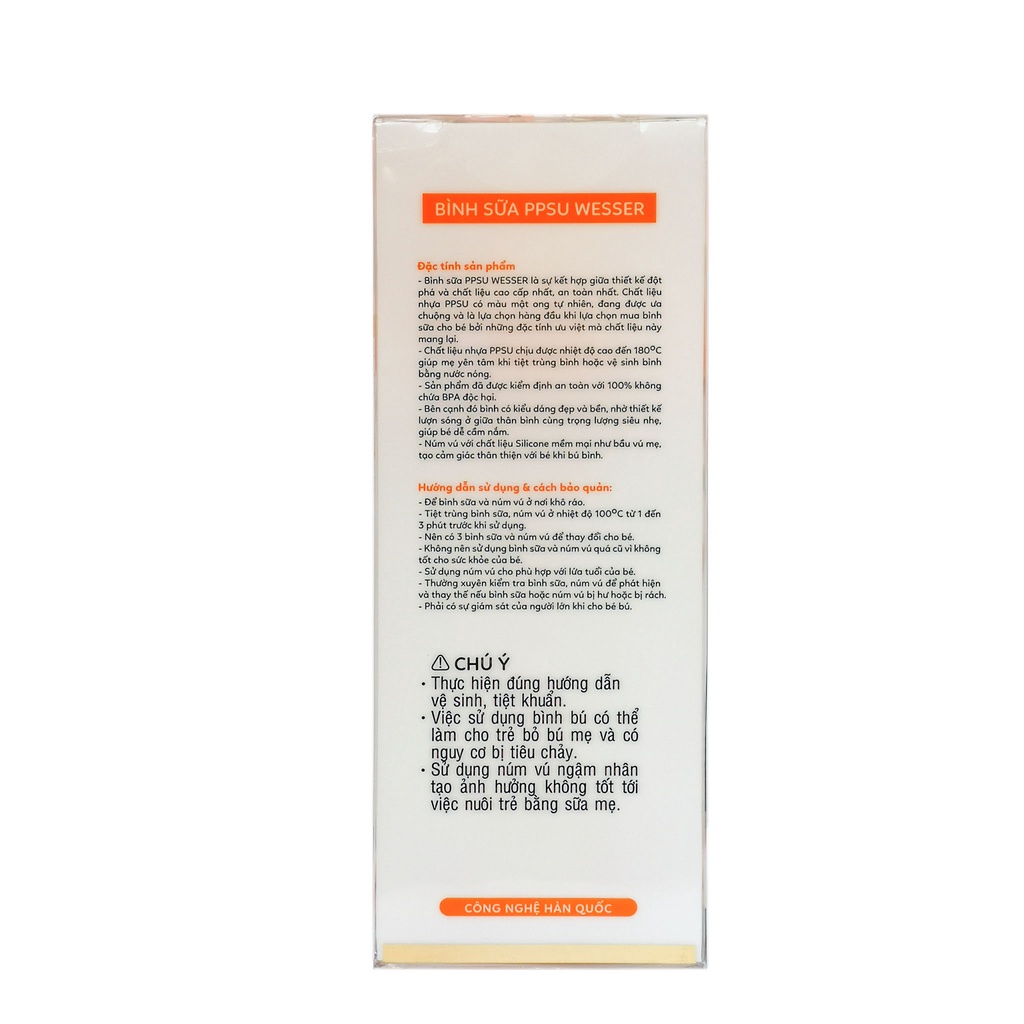 Bình Sữa PPSU Wesser Cổ Nhỏ 60ml/140ml/250ml
