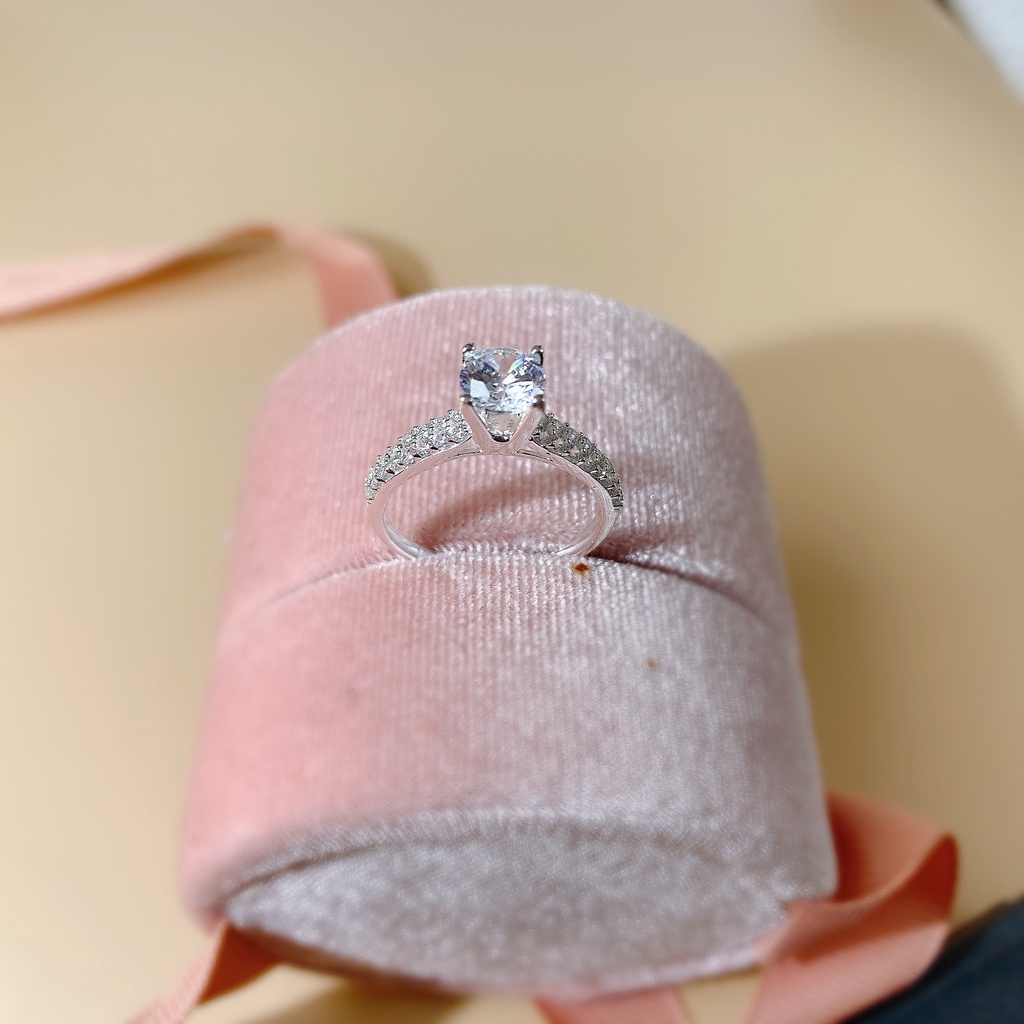 Nhẫn bạc nữ H.A.S hai hàng đá tấm đính hột cao Cz - Nhẫn bạc thời trang