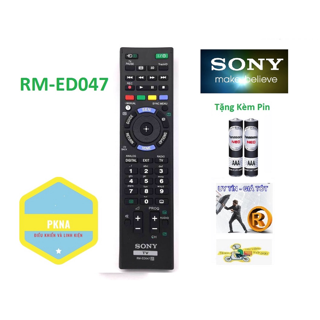 ĐIỀU KHIỂN TIVI SONY RM-ED047 Smart vào mạng hàng chính hãng .Tặng kèm pin -Remote từ xa vô tuyến sony ED054 vào mạng