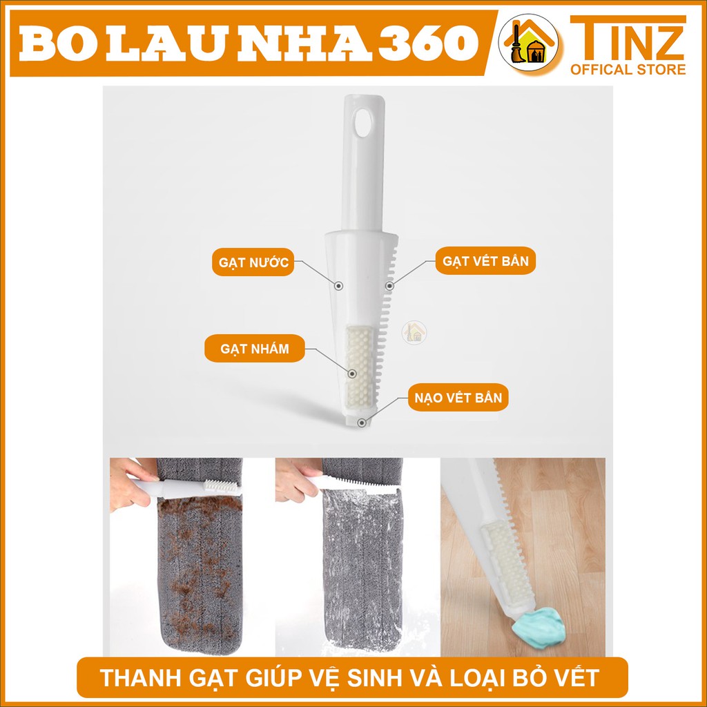 Chổi lau nhà, cây lau nhà xịt nước phun sương thông minh 360 độ TINZ|Mã Xmau