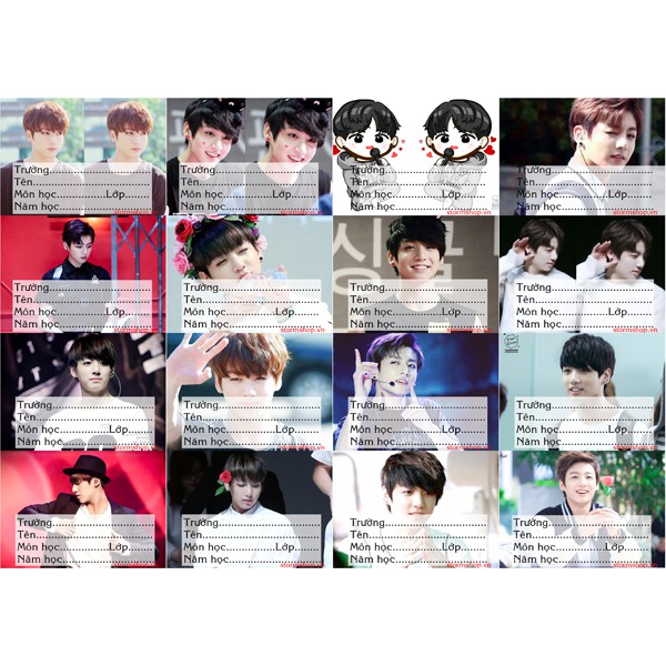 Nhãn vở Thành Viên BTS -Jungkook combo 5 bảng 50k