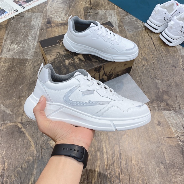 [FreeShip - Ảnh thật tự chụp] Giày thể thao nam; giáy sneaker da nam vệt phản quang 8818