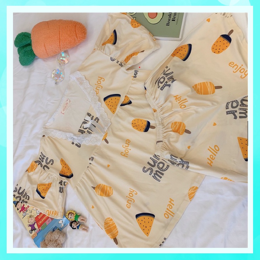 Đồ ngủ nữ pijama dễ thương cộc tay big size cao cấp chất cotton thun sữa mềm mịn mùa hè BCC02