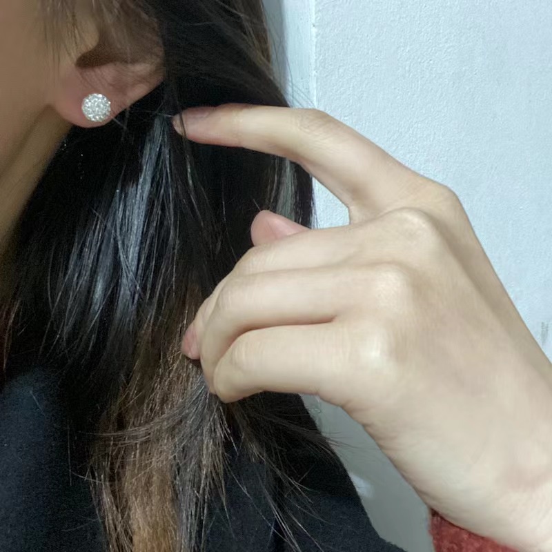 Đôi Bông Tai Mạ Bạc 925 Đính Đá Đơn Giản Thời Trang Cho Nữ