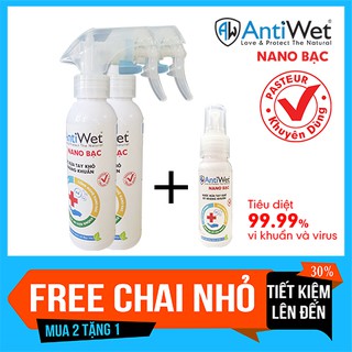 NƯỚC XỊT KHÁNG KHUẨN ANTIWET NANO BẠC, DIỆT VI KHUẨN 99,99%