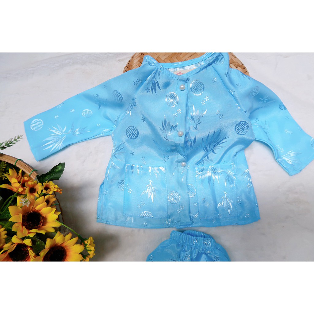 Bộ bà ba gấm Thái Tuân lá tre cho bé trai, bé gái siêu xinh 4 màu