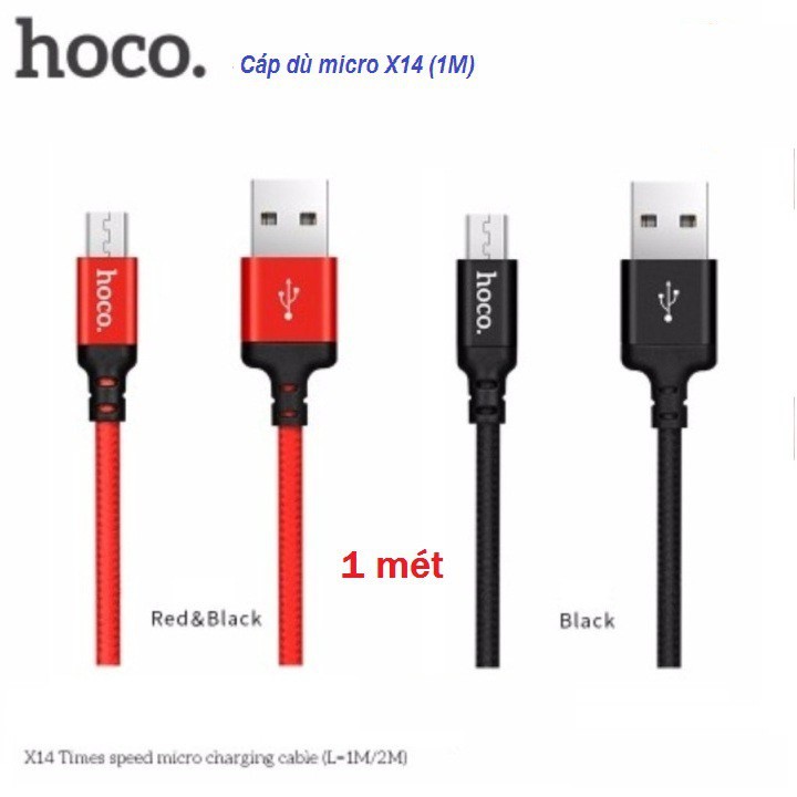 Cáp Sạc SamSung Dây Dù Hoco x14 Sạc Nhanh Dành Cho Dòng Máy Android Micro USB 1M/2M - Bảo Hành Chính Hãng12 Tháng