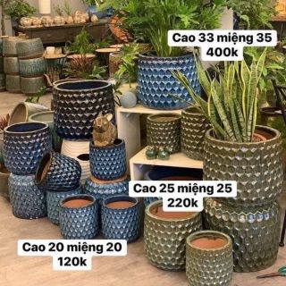 Chậu cây hoạ tiết tổ ong gốm Bình Dương xuất khẩu - 3 size 3 màu