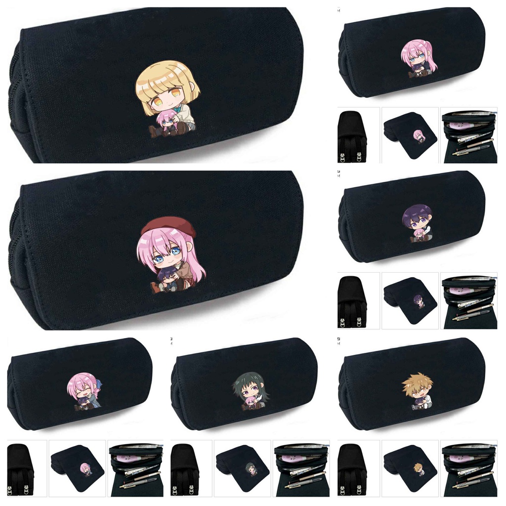 Hộp bút vải canvas in hình nhân vật Shikimori san Bạn gái tôi không chỉ dễ thương anime chibi khóa trắng đi học tiện lợi