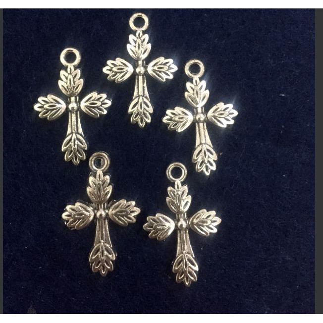 gói 2- 5-10 mặt thánh giá kim loại Hoa văn 17x25mm