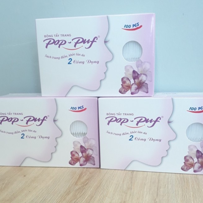 Bông tẩy trang Pop-Puf Classic 100 miếng Cotton Thiên Nhiên