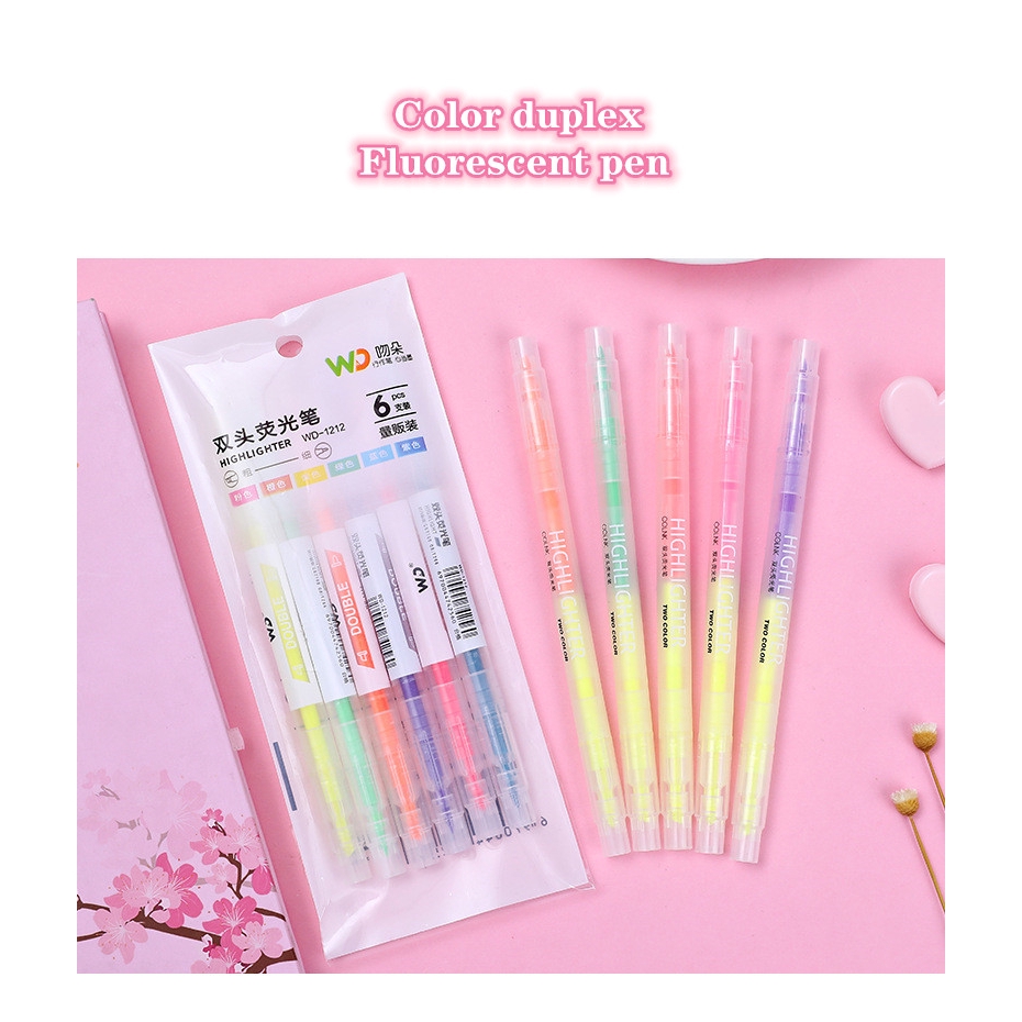 Bút Bắt Sáng Hai Đầu Tiện Dụng Với 6 Màu Tùy Chọn