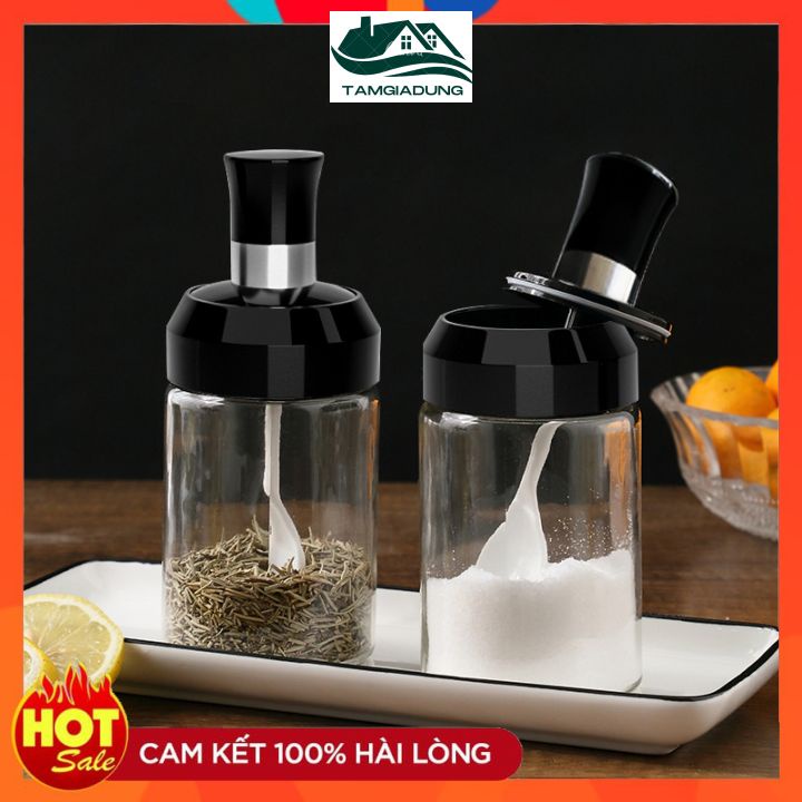 Hủ Đựng Gia Vị-Lọ Đựng Gia Vị Thủy Tinh Kèm Thìa Cao Cấp Nắp Nhựa 250ml | BigBuy360 - bigbuy360.vn