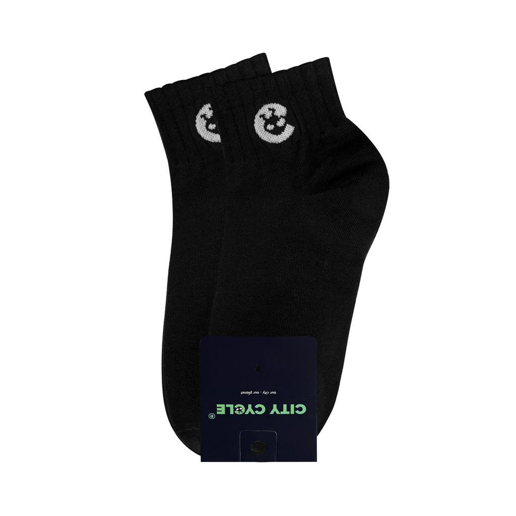 Tất trơn cổ trung dệt Logo City Cycle chất cotton cao cấp basic nam nữ unisex
