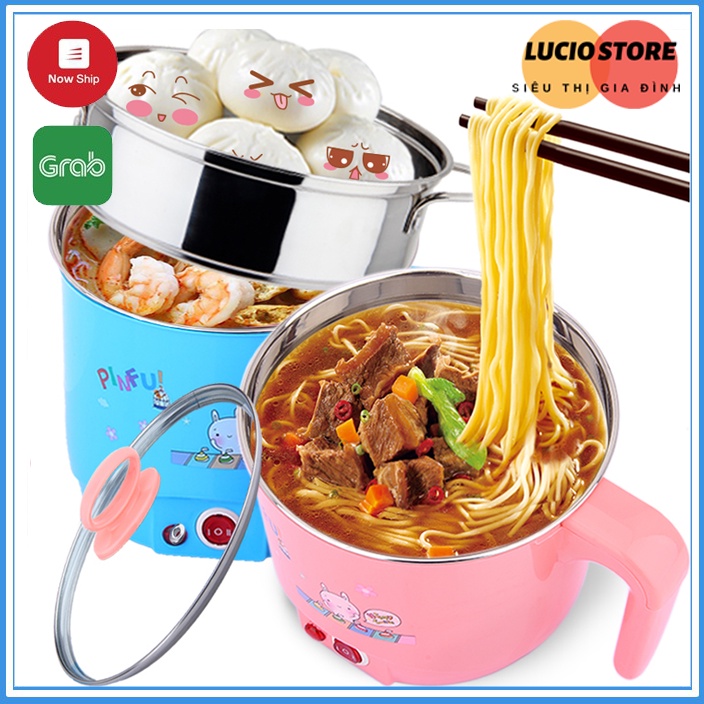 [ KÈM TẦNG HẤP INOX] Nồi lẩu mini, ấm siêu tốc đa năng 1,8L