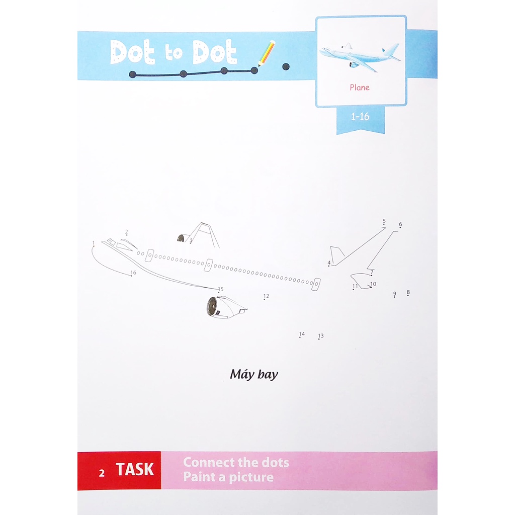 Sách Dot To Dot Coloring Book - Nối Số &amp; Tô Màu - Phương Tiện Giao Thông