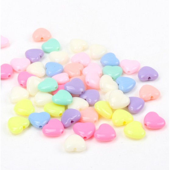 50 Hạt Xỏ Lỗ Làm Trang Sức Hình Trái Tim Nhiều Màu Sắc 12x11mm