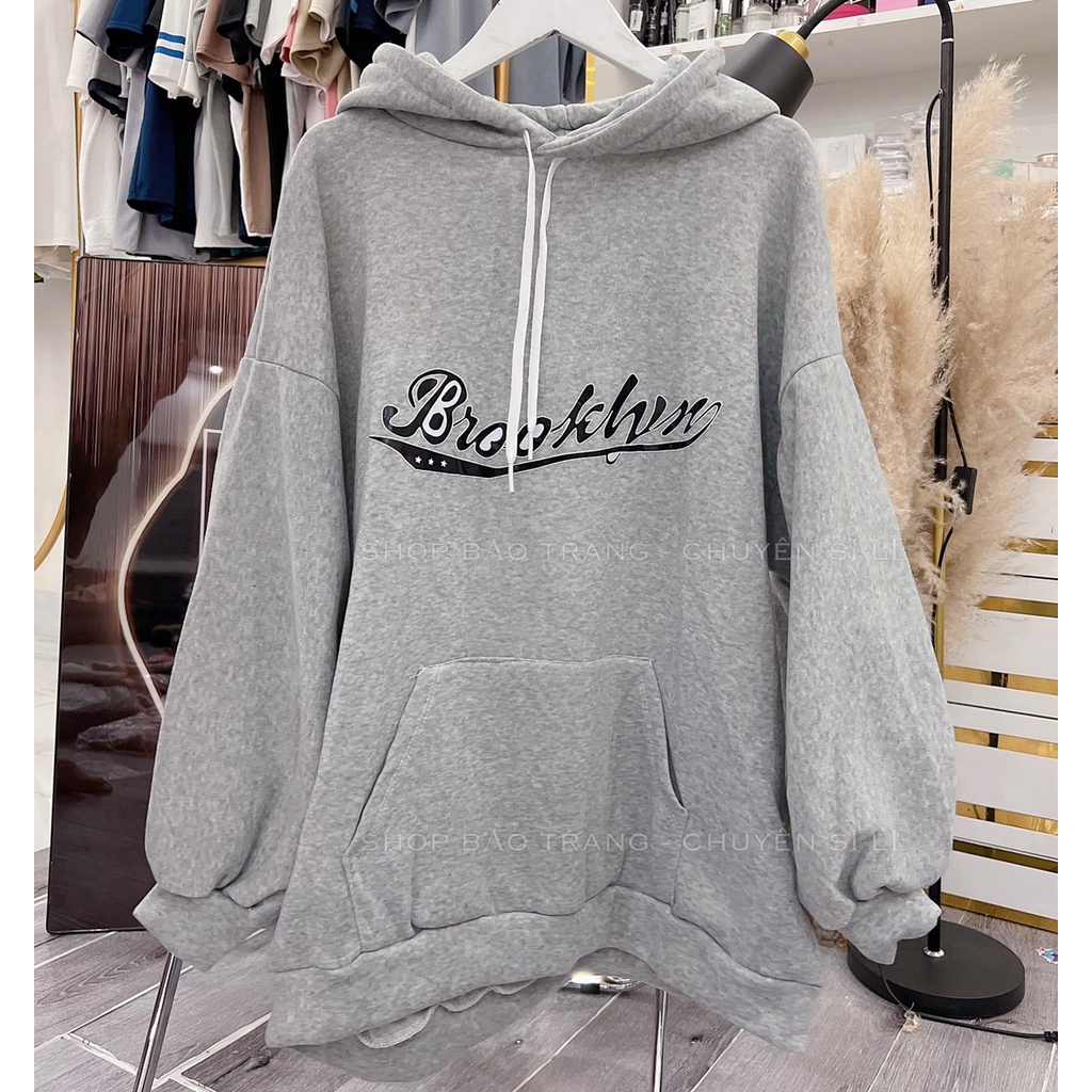 [ sẵn ] Áo Hoodie Forrm Rộng Xám Nâu BROO Ulzzang [ nam nữ mặc được ]