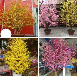 Hoa đào giả, hoa mai rời bán theo lạng, kí làm đồ trang trí ngày tết bằng vải, nhựa