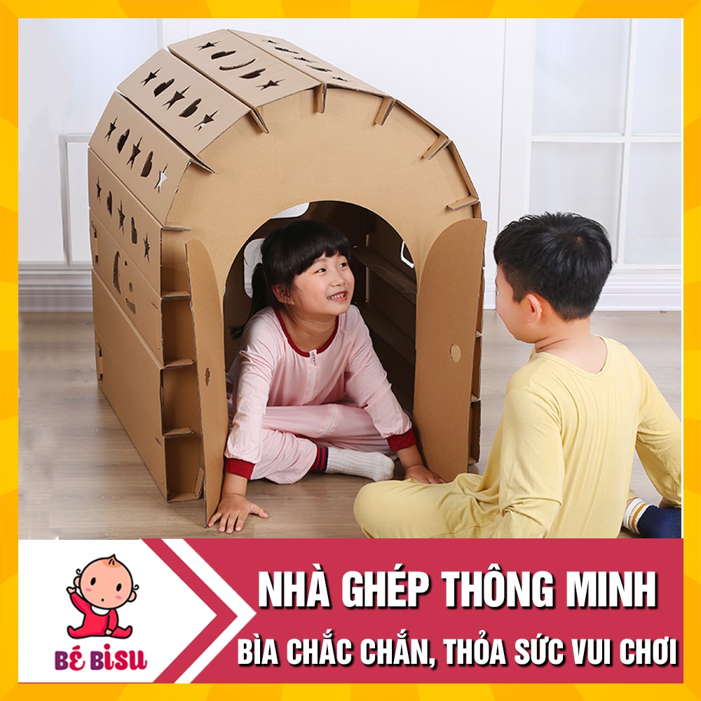 Nhà lắp ghép thông minh bìa carton bền đẹp cho bé, an toàn môi trường