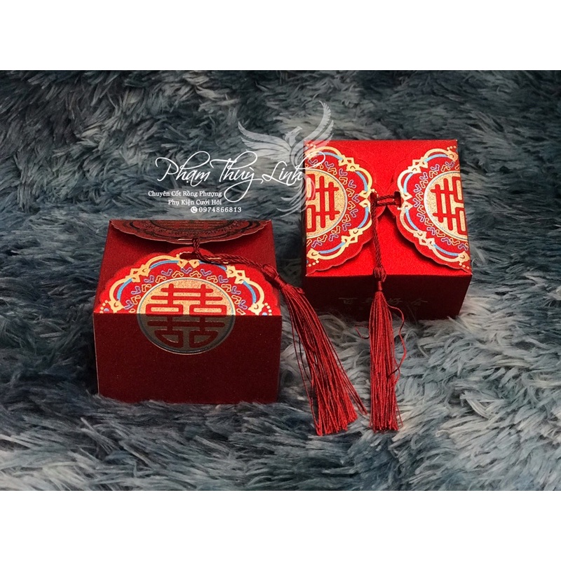 Combo 100 vỏ giấy chữ hỷ Đỏ, kt 8x8x5cm