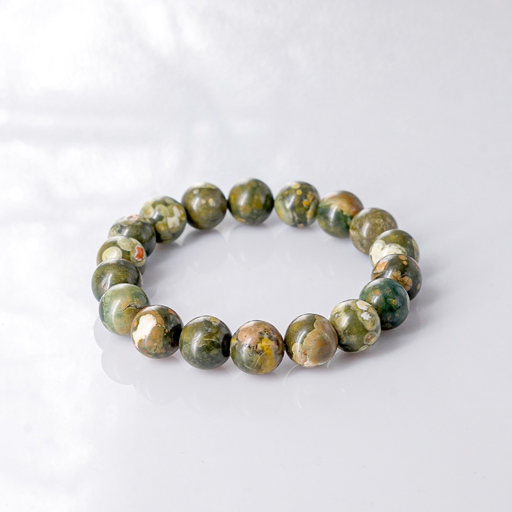 Vòng tay nam nữ Rainforest Jasper 8mm - Chế tác tự nhiên - Thương hiệu Anqlo - Vòng tay phong thủy tốt cho sức khỏe