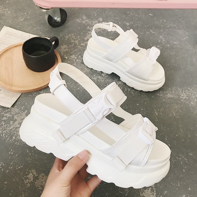 [VIDEO QUAY THẬT] Sandal ulzzang đế cao 7cm (ảnh thật)