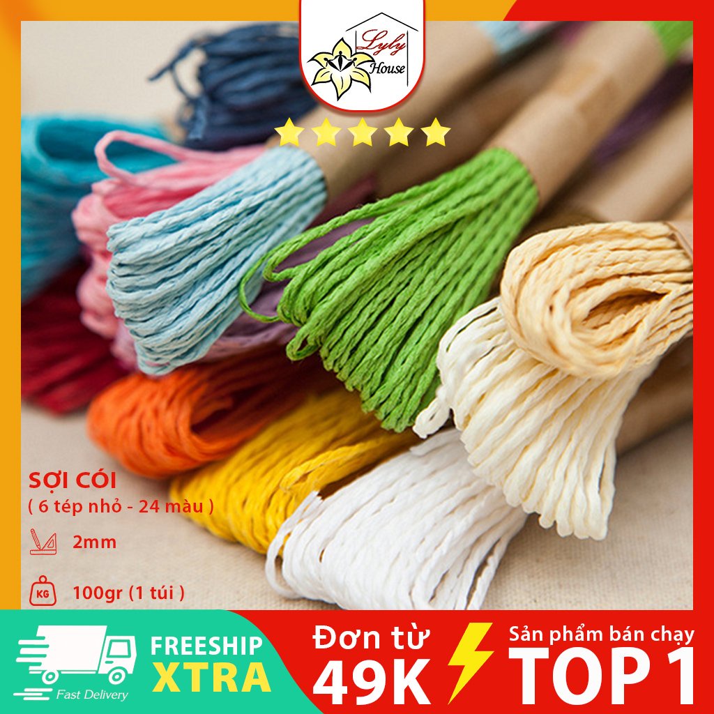 Sợi cói dùng móc nón, ghép tranh, DIY...