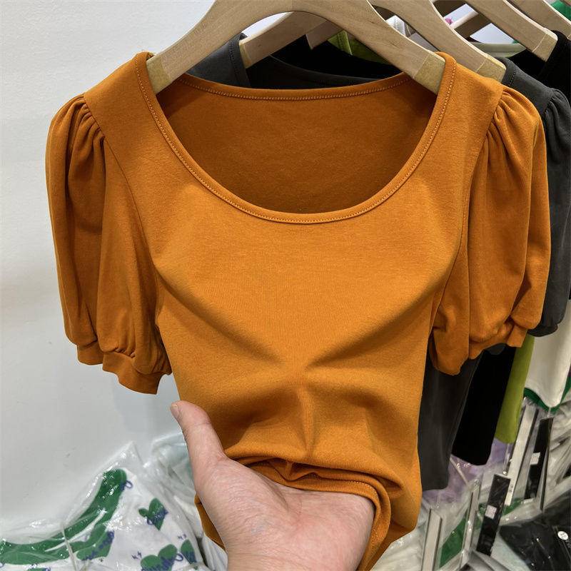 Áo Thun Cotton Ngắn Tay Cổ Tròn Màu Trơn Thời Trang Mùa Hè 2022 Mới