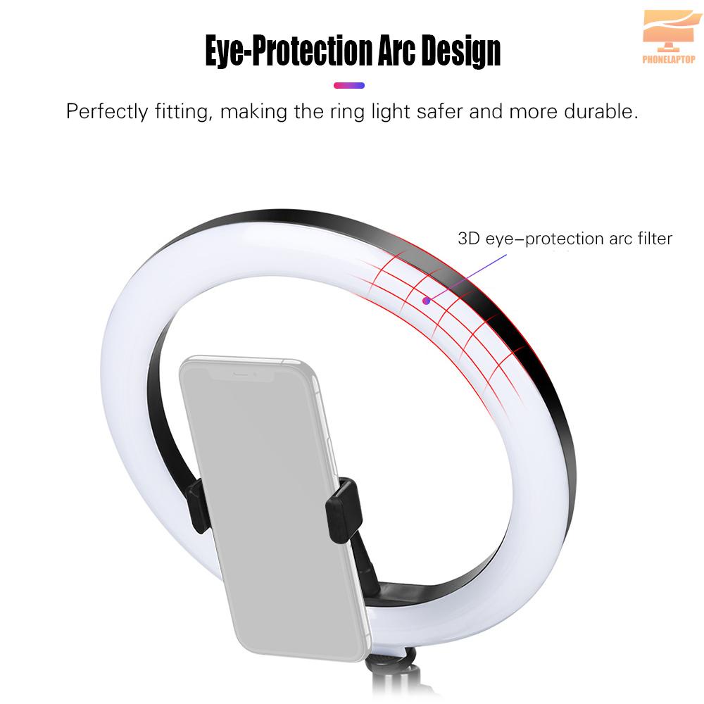 Andoer APL-FL10JJ13Y 10 Inch Dimmable LED Selfie Ring Video Light 3000K-6500K LED Circle Light CRI 96 with Tabletop Tripod 3 Light Modes for Vlogging/ Live Streaming