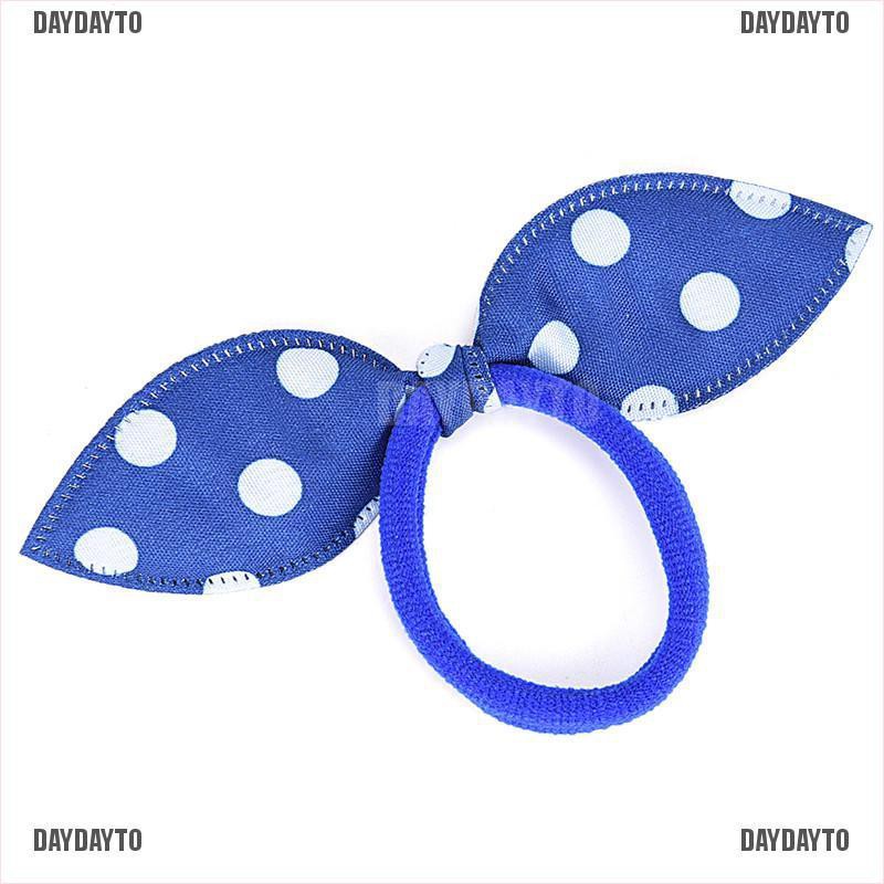 Bộ 20 Dây Cột Tóc Tai Thỏ Họa Tiết Chấm Bi Xinh Xắn Giá Đỡ