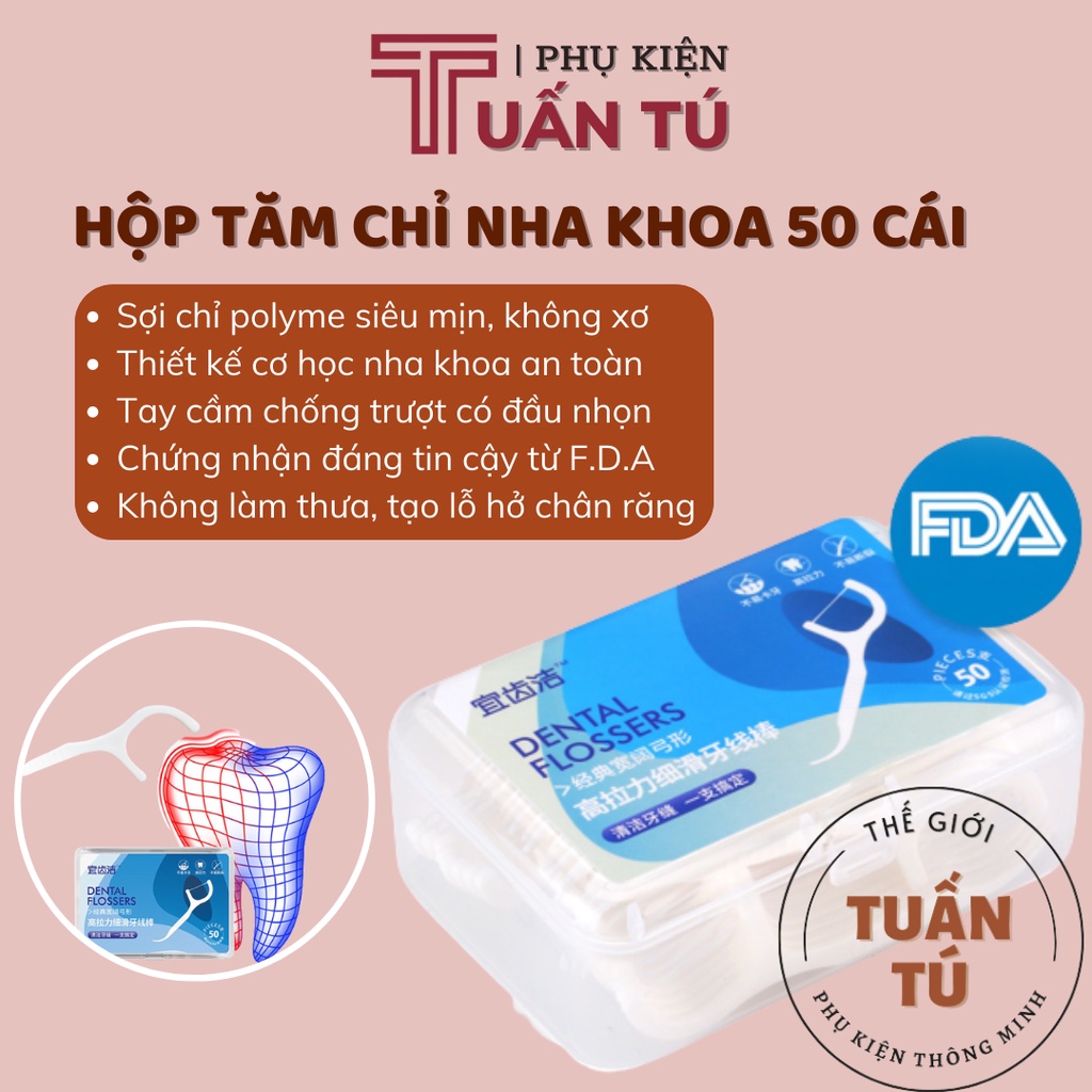 Tăm Chỉ Nha Khoa Hộp 50 Chiếc Tăm Nha Khoa Vệ Sinh Răng Miệng Hàng Nội Địa Trung Chất Lượng Cao - Tuấn Tú Case