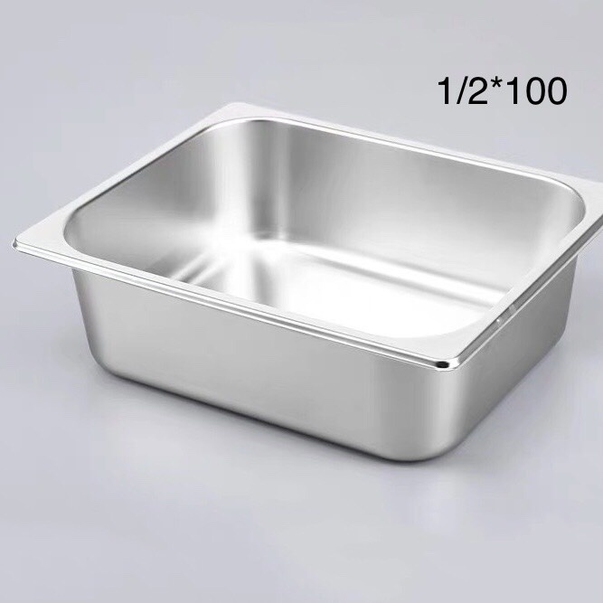 Khay inox GN 1/2, khay inox 304 đựng thực phẩm,khay đựng thạch topping bán trà sữa size 1/2